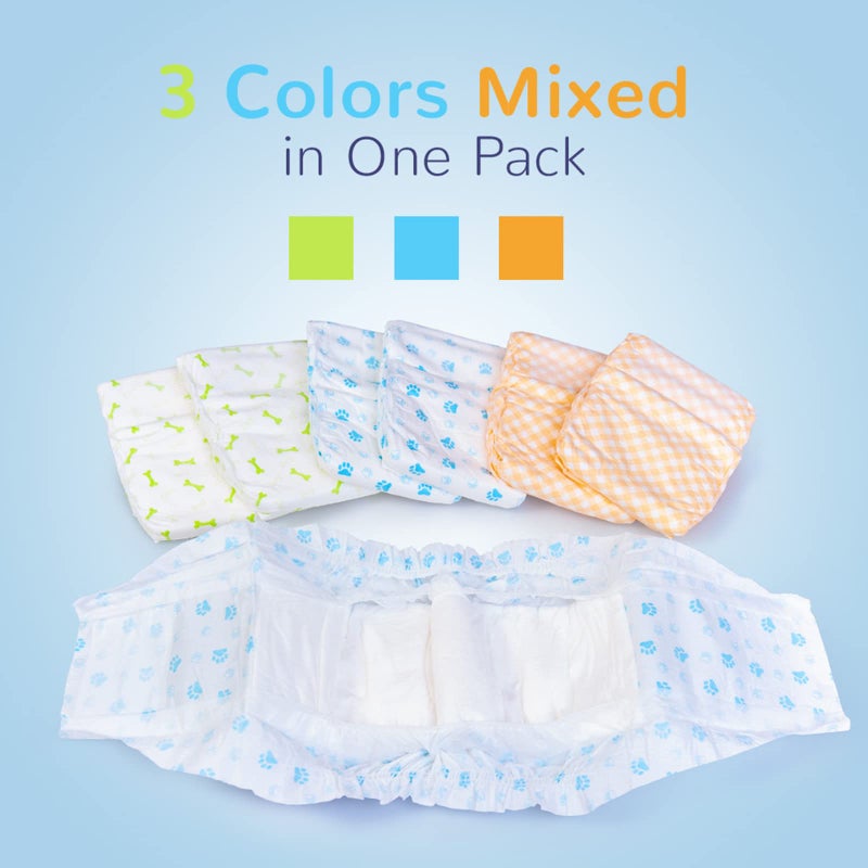 Pet Soft Disposable Male Dog Wraps - Dog Diapers for Male Dogs, Puppy Diapers 12pcs Medium - Image 2